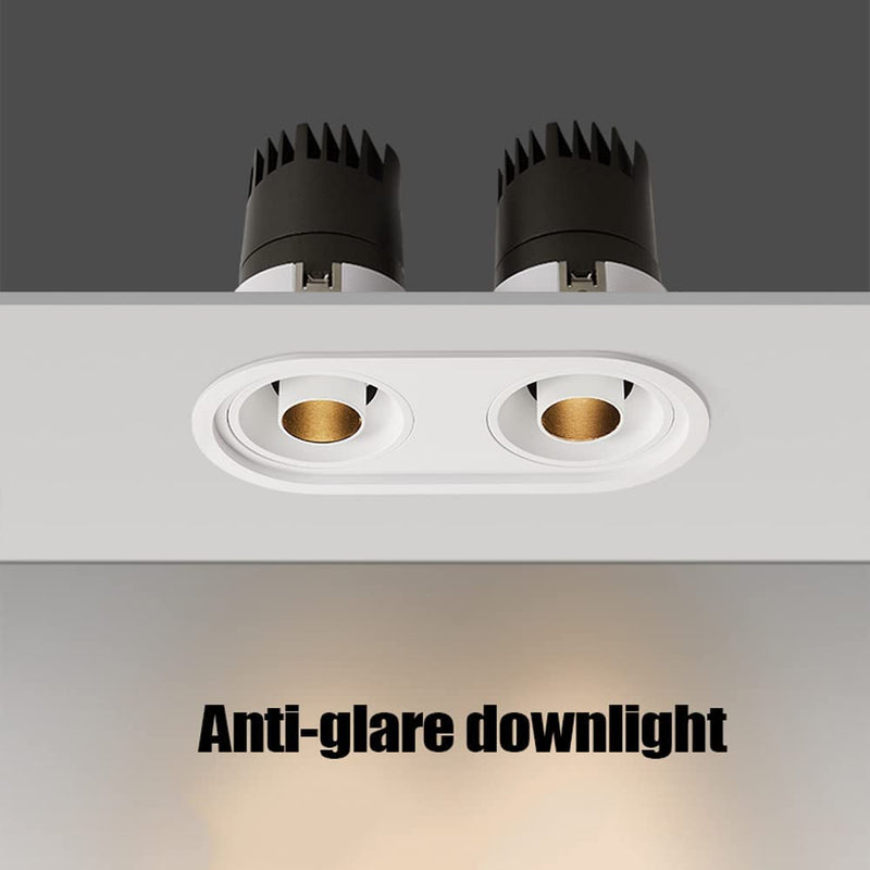 FAZRPIP LED Recessed Lighting,12W * 2 Double-Head LED Downlight, 3000K-5000K Daylight Retrofit Downlight Modern LED Ceiling Light with LED Driver Deep Anti-Glare COB Spotlights