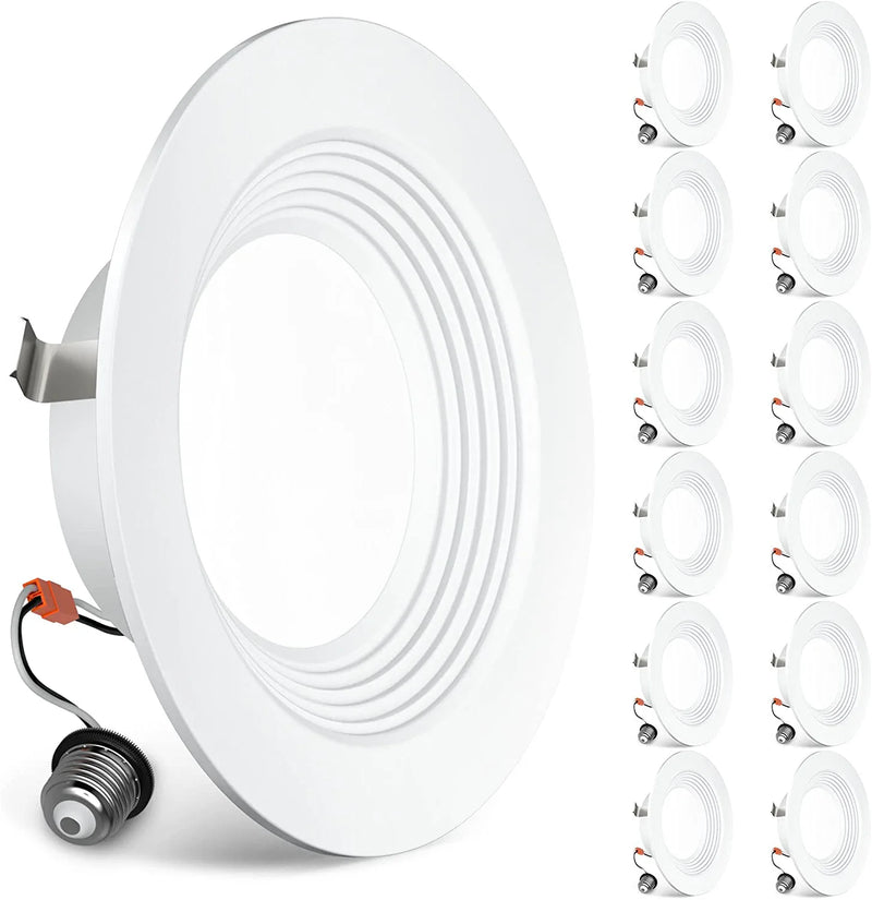 BBOUNDER 12 Pack 5/6 Inch LED Recessed Downlight, Baffle Trim, Dimmable, 12.5W=100W, 5000K Daylight, 950 LM, Damp Rated, Simple Retrofit Installation -No Flicker Home & Garden > Lighting > Flood & Spot Lights BBOUNDER 5000k Daylight 4 Inch 