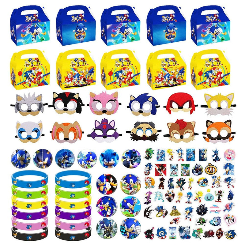 98 Sonic Party Favors Toys Gift Bags Candy Gift Boxes Stickers Mask Badges Wristband Hot Kids Birthday Party Supplies Decorations Items Halloween Christmas Goodie Bag Stuffers for Boys & Girls Home & Garden > Decor > Seasonal & Holiday Decorations& Garden > Decor > Seasonal & Holiday Decorations SaideSi   