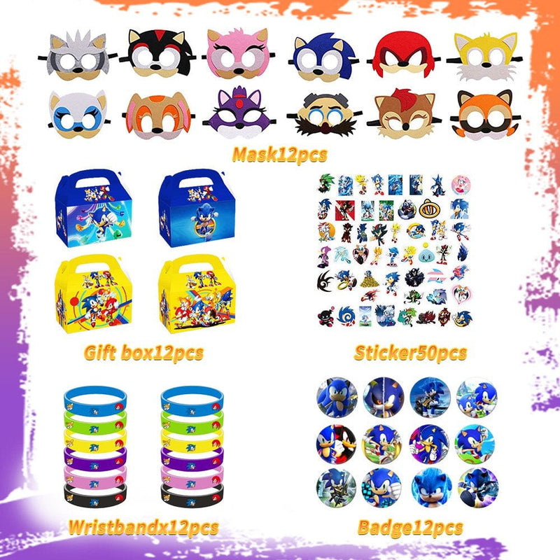 98 Sonic Party Favors Toys Gift Bags Candy Gift Boxes Stickers Mask Badges Wristband Hot Kids Birthday Party Supplies Decorations Items Halloween Christmas Goodie Bag Stuffers for Boys & Girls Home & Garden > Decor > Seasonal & Holiday Decorations& Garden > Decor > Seasonal & Holiday Decorations SaideSi   