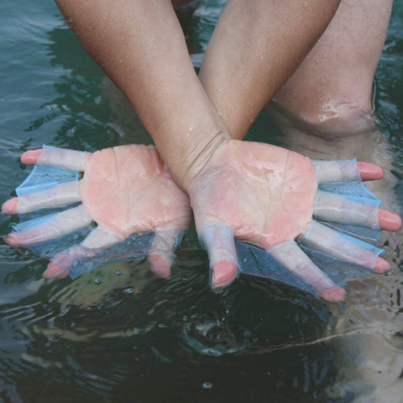 1 Pair Webbed Gloves Finger Swimming Diving Fins Swim Flippers Hand Paddle Swimming Training Equipment