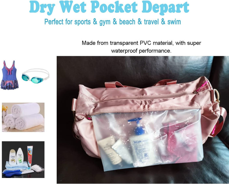 DOURR Gym Bag Waterproof Duffle Bag with Shoes Compartment Swim Bag Dry Wet Depart Travel Weekender Bag for Women Men (Pink 1) Home & Garden > Household Supplies > Storage & Organization DOURR   