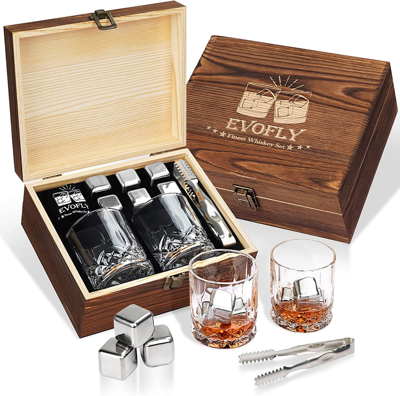 Gifts for Men Dad Husband, Christmas Stocking Stuffers Gifts, Stainless Steel Whiskey Glasses and Whiskey Stones Set Birthday for Him Boyfriend, Cool Burbon Scotch Cocktail Set Gifts Home & Garden > Kitchen & Dining > Barware Oaksea Stainless Steel  