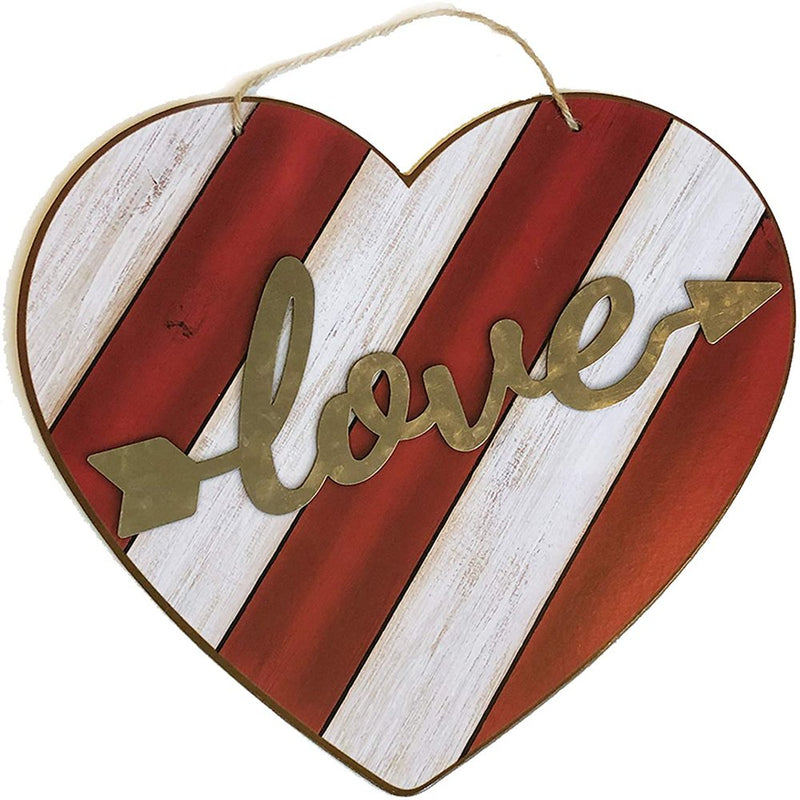 Ja'Cor Valentines Day Decor Wooden Sign Red Heart Shaped 12" Home Wall Hanging Art Anniversary Decorations Romantic Love Long Distance Relationships Gifts for Her or Him Farmhouse Room Décor Plaque Home & Garden > Decor > Seasonal & Holiday Decorations Ja'Cor Gifty Treasures LLC   