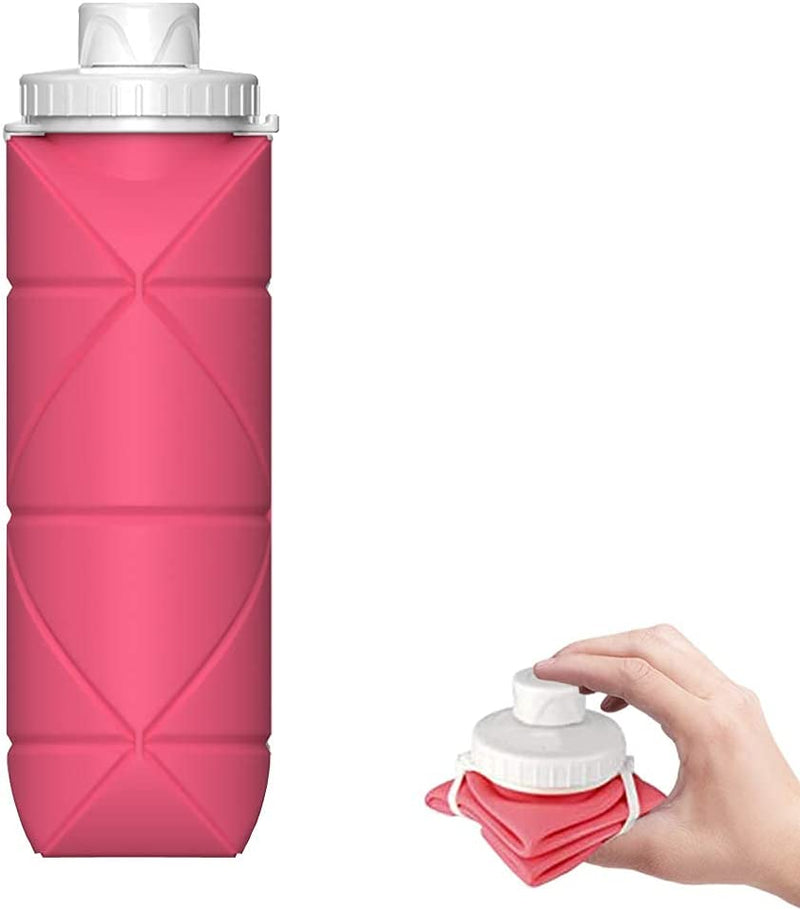 SPECIAL MADE 2Pack Collapsible Water Bottles Leakproof Valve Reusable BPA Free Silicone Foldable Water Bottle for Sport Gym Camping Hiking Travel Sports Lightweight Durable 20Oz 600Ml Sporting Goods > Outdoor Recreation > Winter Sports & Activities SPECIAL MADE pink  