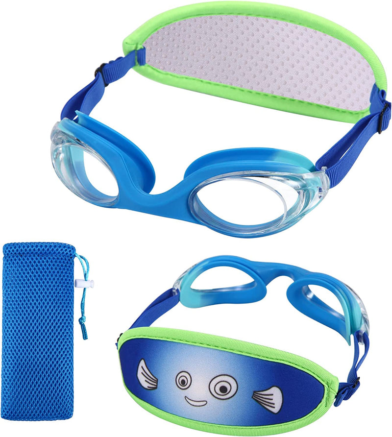 Kids Swim Goggles,Swim Goggles for Kids Adult, Swim Goggles with Fabric Strap - No Tangle Elastic, Pain Free Head Band Sporting Goods > Outdoor Recreation > Boating & Water Sports > Swimming > Swim Goggles & Masks HYDROCOMFY 02 Jr Goggles - Blue / Blue  