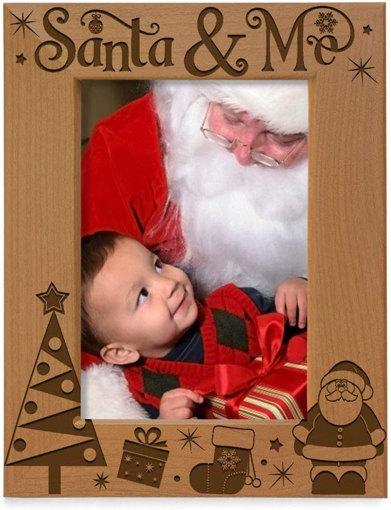 KATE POSH Santa & Me Engraved Natural Wood Picture Frame. My First Christmas, My 1St Christmas, New Baby Grandma Gift, Grandpa Gift, My Visit with Santa. (5X7-Vertical) Home & Garden > Decor > Picture Frames KATE POSH 4x6-Vertical  
