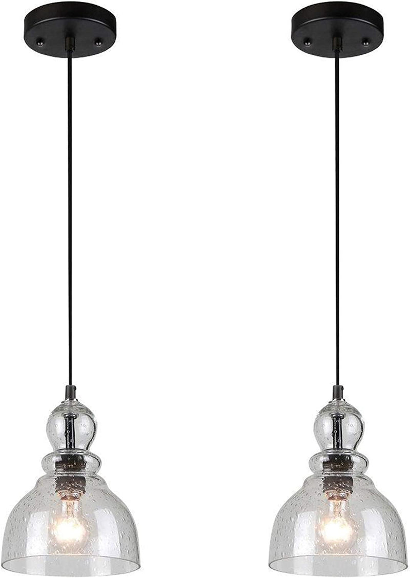 Ciata Lighting Farmhouse Pendant Lights for Kitchen Island in Oil Rubbed Bronze Hanging Light Fixture with Hand-Blown Clear Seeded Glass (2 Pack) Home & Garden > Lighting > Lighting Fixtures Ciata Oil-Rubbed Bronze  
