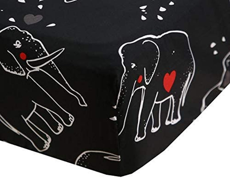 MAG Lovely Elephant Bed Sheet 3PC Black Color Queen Size Bedding Sheet Set with 1 Flat & 1 Fitted Sheet with 1 Pillow Cases , 12” Deep for Kids,Boys and Girls Home & Garden > Linens & Bedding > Bedding MAG   