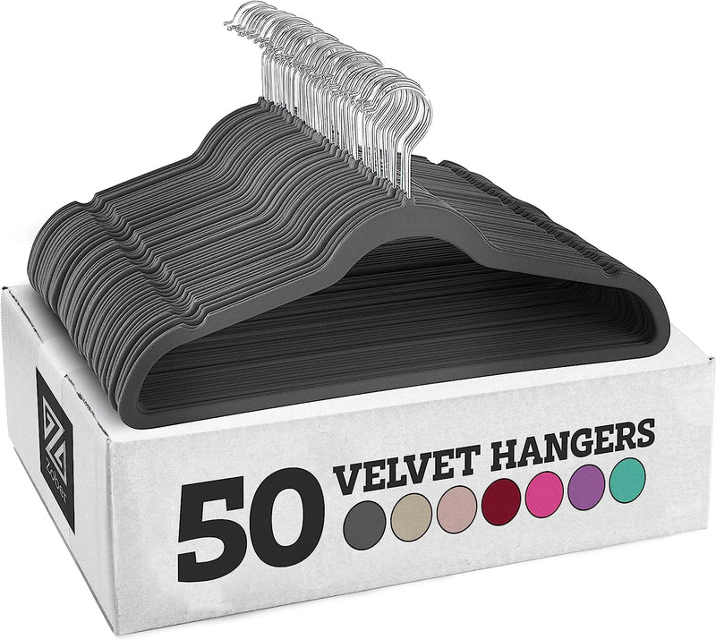 Zober Velvet Hangers 50 Pack - Black Hangers for Coats, Pants & Dress Clothes - Non Slip Clothes Hanger Set W/ 360 Degree Swivel, Holds up to 10 Lbs - Strong Felt Hangers for Clothing Sporting Goods > Outdoor Recreation > Fishing > Fishing Rods ZOBER Gray 50 Pack 