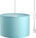 DEWENWILS Plug in Pendant Light, Hanging Light with 15Ft Clear Cord, On/Off Switch, Beige Linen Shade, Hanging Light Fixture for Bedroom, Kitchen, Living Room, Dining Table Home & Garden > Lighting > Lighting Fixtures DEWENWILS Tiffany Blue  