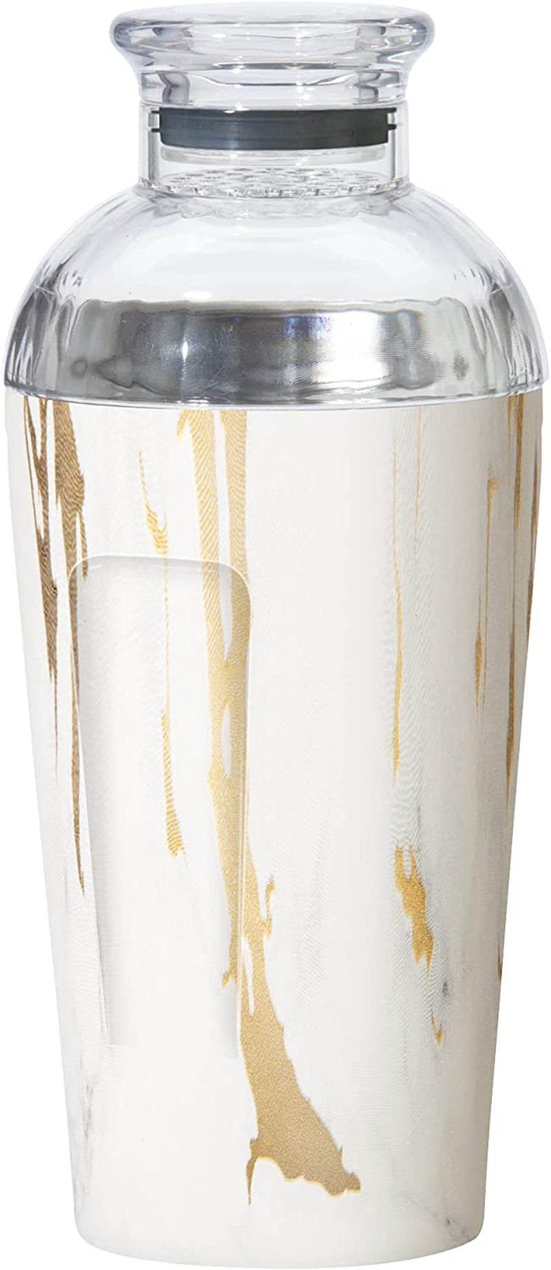 Oggi Groove Insulated Cocktail Shaker-17Oz Double Wall Vacuum Insulated Stainless Steel Shaker, Tritan Lid Has Built in Strainer, Ideal Cocktail, Martini Shaker, Margarita Shaker, Gold (7404.4)