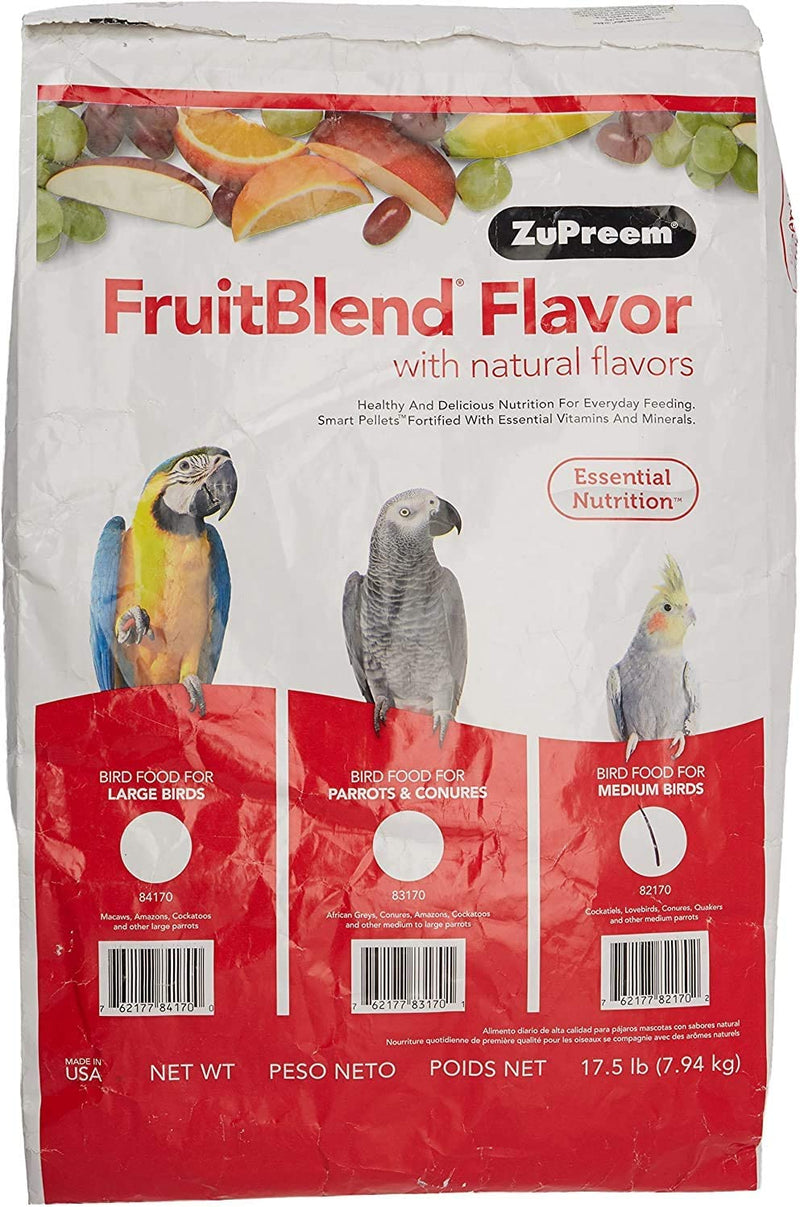 Zupreem Fruitblend Flavor Pellets Bird Food for Medium Birds, 2 Lb - Daily Blend Made in USA for Cockatiels, Quakers, Lovebirds, Small Conures Animals & Pet Supplies > Pet Supplies > Bird Supplies > Bird Food ZuPreem FruitBlend 17.5 Pound (Pack of 1) 