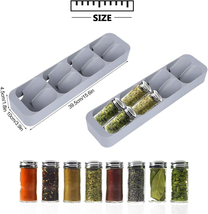Hellocreate Spice Jar Organizer, 8 Grids Drawer Cabinet Spice Bottle Storage Box Jar Holder for Household Kitchen Home & Garden > Decor > Decorative Jars HelloCreate   