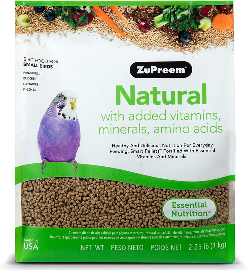 Zupreem Natural Pellets Bird Food for Small Birds, 2.25 Lb (Pack of 2) - Made in USA, Essential Nutrition for Parakeets, Budgies, Parrotlets Animals & Pet Supplies > Pet Supplies > Bird Supplies > Bird Food ZuPreem 2.25 Pound (Pack of 1)  