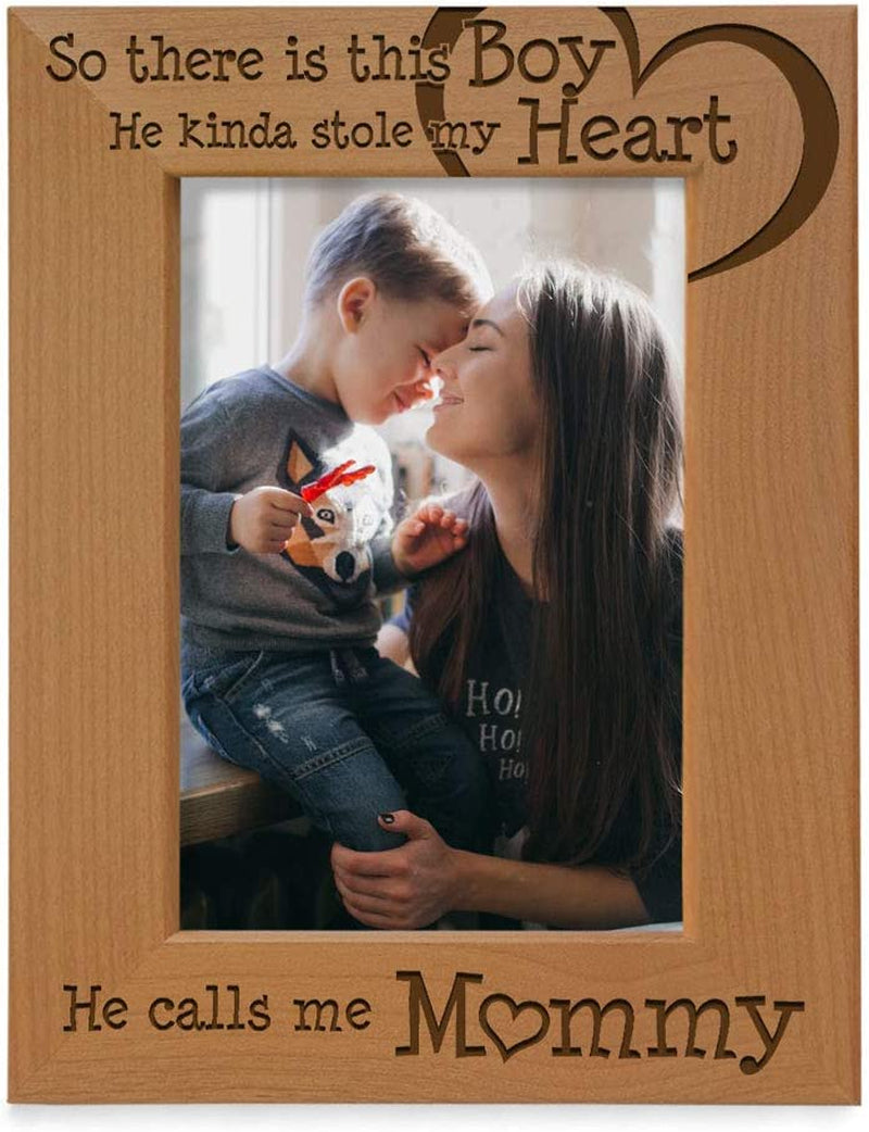 KATE POSH so There Is This Boy He Calls Me Mommy - Natural Engraved Wood Photo Frame - Mother and Son Gifts, Mother'S Day, Best Mom Ever, New Baby, New Mom (4X6-Vertical) Home & Garden > Decor > Picture Frames KATE POSH 4x6-Vertical  