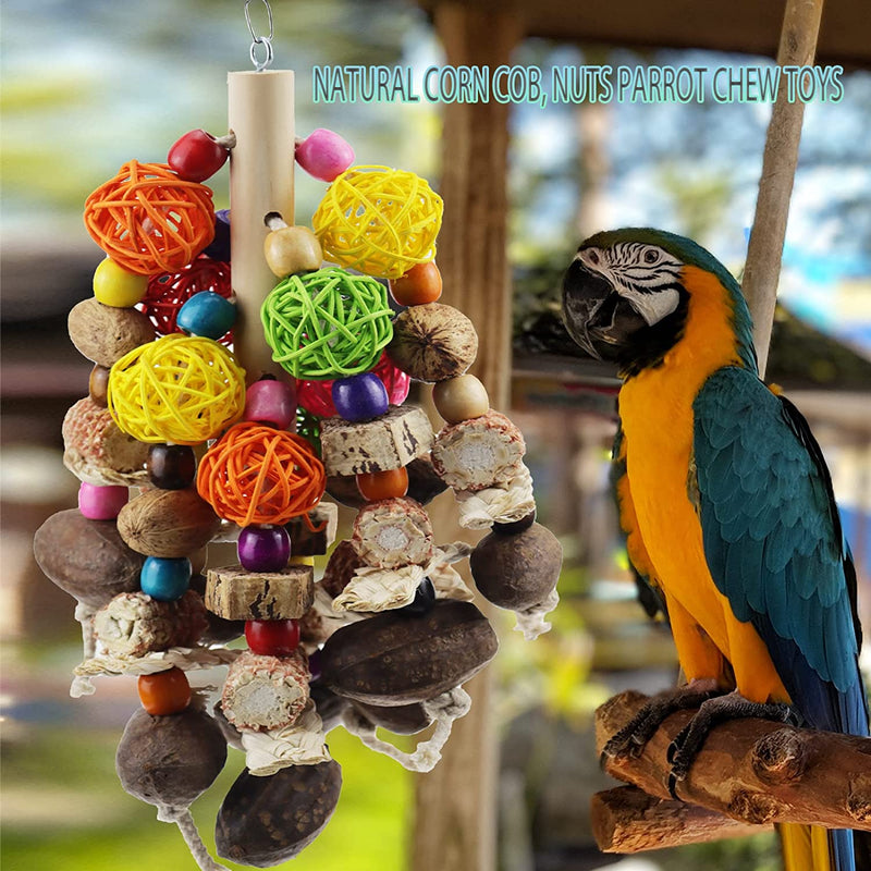 Bird Toys, Parrot Toys for Large Birds, Natural Peppered Wood African Grey Parrots, Macaws, Cockatoos, Parrot Chew Toys, Aviary Hanging Toys  Kewkont   