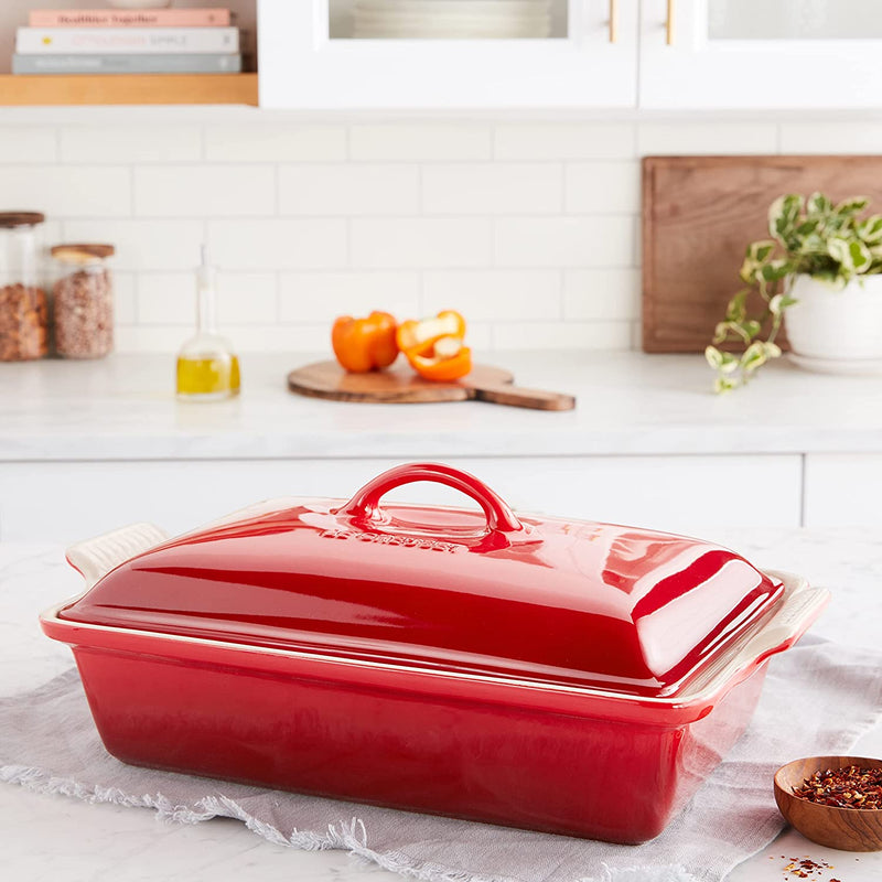 Le Creuset Stoneware Heritage Covered Rectangular Casserole, 4 Qt. (12" X 9"), Cerise Home & Garden > Kitchen & Dining > Cookware & Bakeware Le Creuset of America   