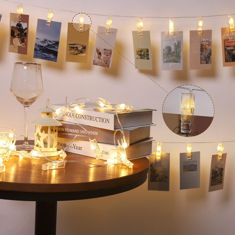 Home Fairy String Clip Light for Hanging Photos (50 Clips), 32.8Ft 50 LED Photo Clip String Lights Christmas Valentine'S Day Wedding Party Decor for Hanging Photos Pictures (Warm White) Home & Garden > Decor > Seasonal & Holiday Decorations Syenll   