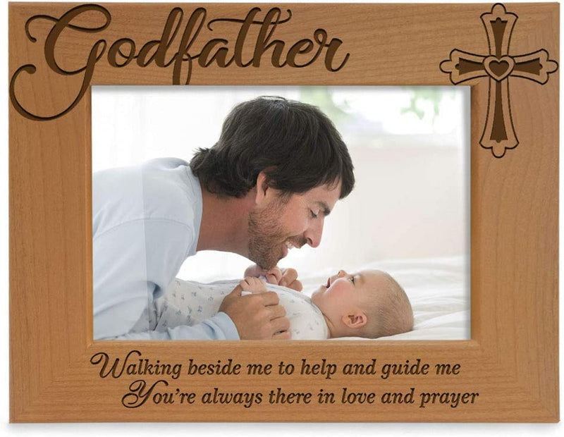 KATE POSH - Godmother Engraved Natural Wood Picture Frame, Cross Decor, Godmother Gift from Godchild, Baptism Gifts, Religious Catholic Gifts, Thank You Gifts (5" X 7" Horizontal) Home & Garden > Decor > Picture Frames KATE POSH 5x7 Horizontal (Godfather)  
