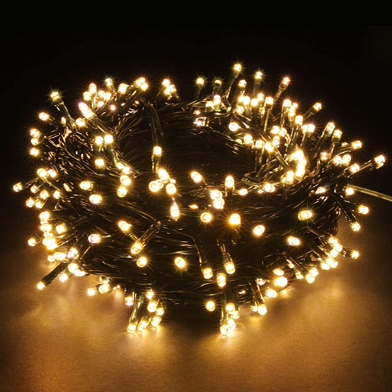 98Ft 300 LED Christmas Lights on Dark Green Cable with 8 Light Effects, Low Voltage Fairy String Lights, Ideal for Xmax Tree, Garden, Home, Party, Halloween Festival Decor (Multicolor) Home & Garden > Lighting > Light Ropes & Strings PMS Warm 200LEDs 