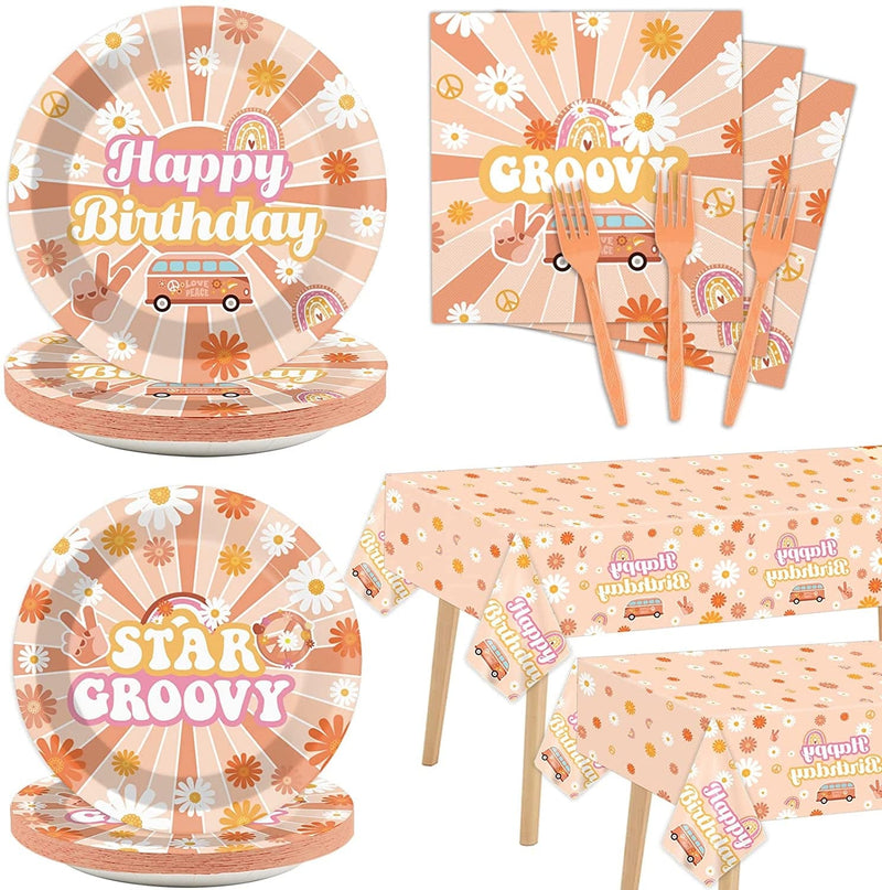 98PCS Easter Tableware and Tablecloth Egg Bunny Party Supplies Colorful Easter Eggs Hunt Decoration Disposable Plates Napkins Forks Table Cover for Easter Spring Holiday Party Favors Home & Garden > Decor > Seasonal & Holiday Decorations WeiPUS Groovy  