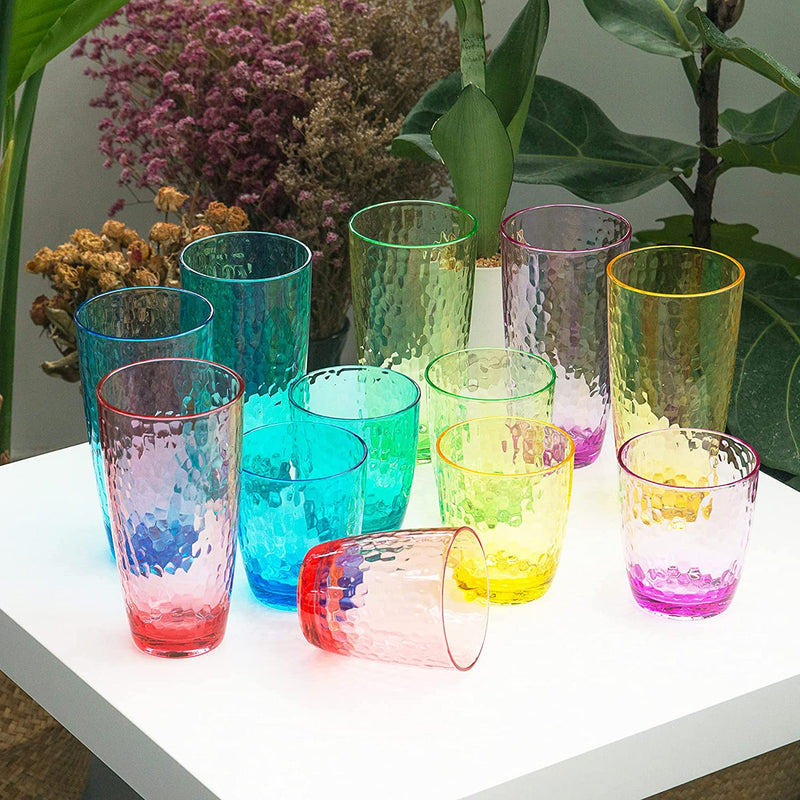 Hammered 15-Ounce Plastic Tumbler Acrylic Glasses, Set of 6 Multicolor Home & Garden > Kitchen & Dining > Tableware > Drinkware KOXIN-KARLU   