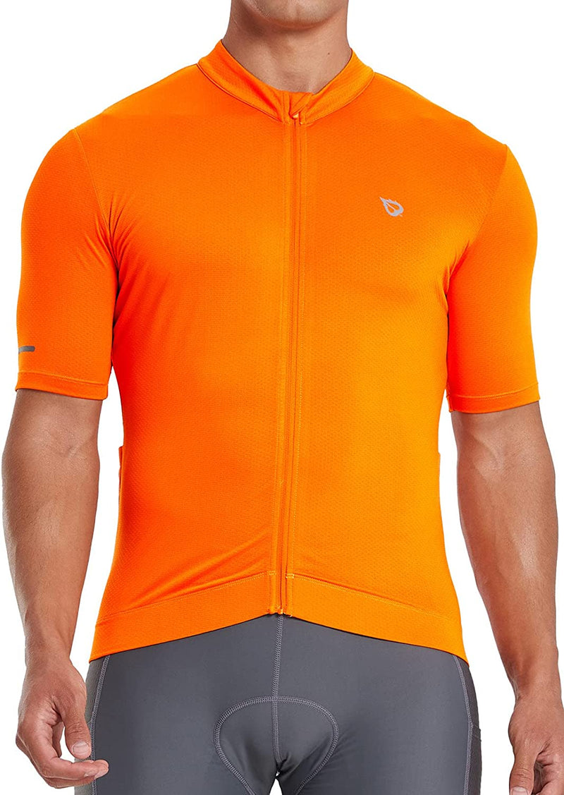 BALEAF Men'S Cycling Jersey Bike Shirt Short Sleeve Full Zip Pockets Tops Bicycle Biking Breathable Reflective UPF 50+ Sporting Goods > Outdoor Recreation > Cycling > Cycling Apparel & Accessories BALEAF 03-vibrant Orange 3X-Large 