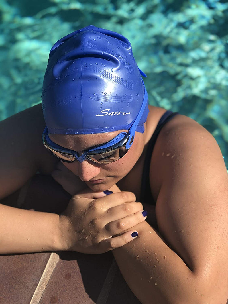 E-Sars Swim Caps Keep Hair Dry & Cover Ears - Stretch to Fit Most - for Short or Long Hair - for Women Men Adults Youth Teens Kids - Swimming Cap Sets Includes Earplug and Nose Clip as a Bonus Sporting Goods > Outdoor Recreation > Boating & Water Sports > Swimming > Swim Caps e-Sars   