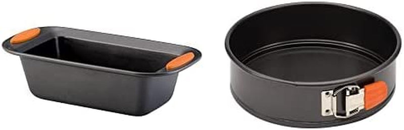 Rachael Ray Oven Lovin' Nonstick Bakeware Springform Baking Pan with Grips / Nonstick Springform Cake Pan with Grips / Nonstick Cheesecake Pan with Grips, round - 9 Inch, Gray Home & Garden > Kitchen & Dining > Cookware & Bakeware Meyer Corporation Gray with Orange Spring Form Pan + Loaf Pan 