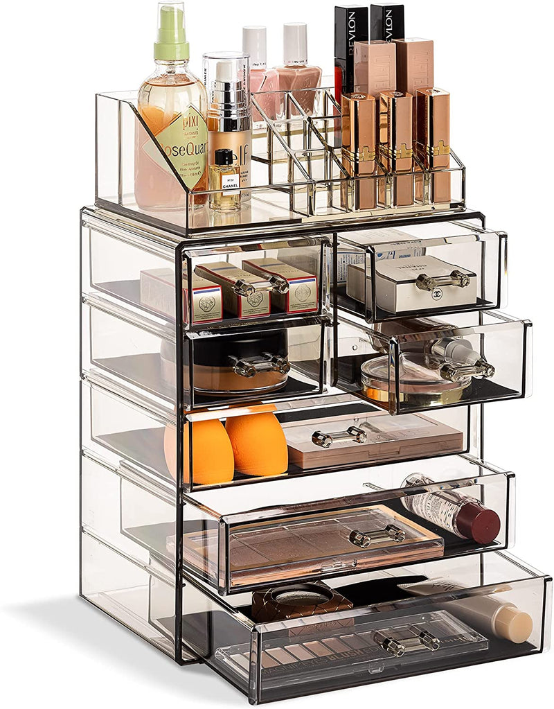 Sorbus Clear Cosmetic Makeup Organizer - Make up & Jewelry Storage, Case & Display - Spacious Design - Great Holder for Dresser, Bathroom, Vanity & Countertop (4 Large, 2 Small Drawers) Home & Garden > Household Supplies > Storage & Organization Sorbus Black Jewel 3 Large, 4 Small Drawers 