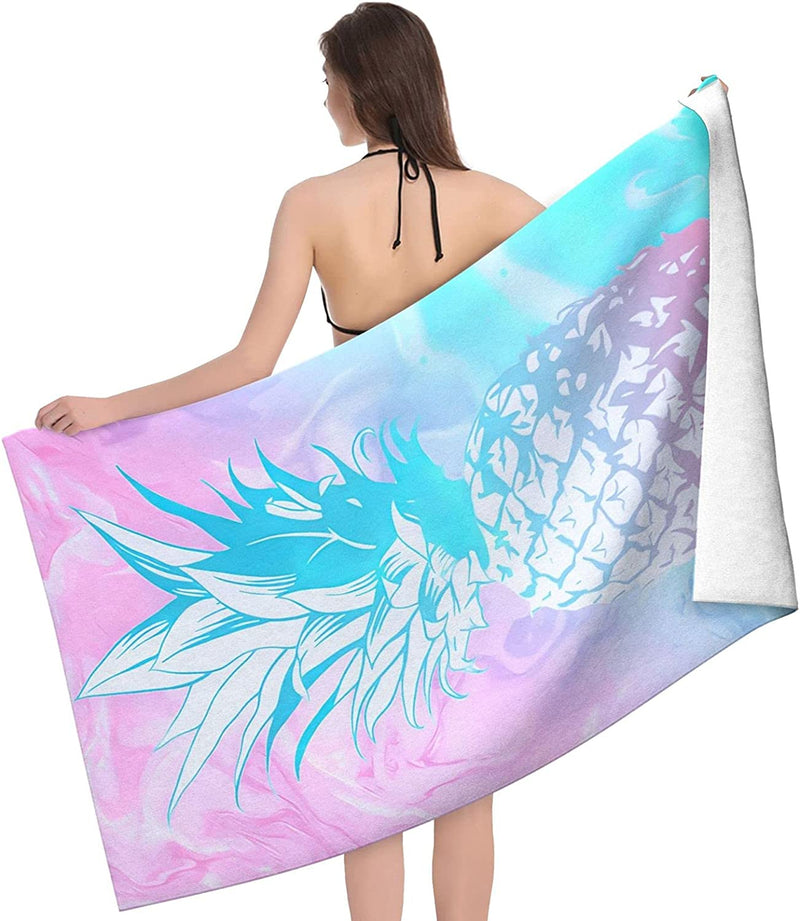 Pineapple Beach Towel Sand Free Microfiber with Cute Design Oversized Large Beach Towels Highly Absorbent Swim Bath Towels for Girls Women and Kids 32" X 52"