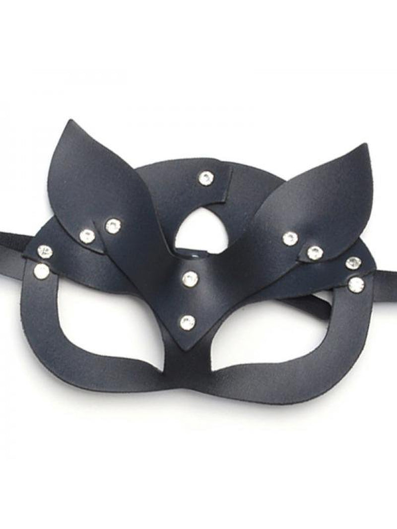 Topumt Halloween Masquerade Leather Sexy Cat Mask Party Costume Mysterious Mask Apparel & Accessories > Costumes & Accessories > Masks Topumt Black Rhinestone  