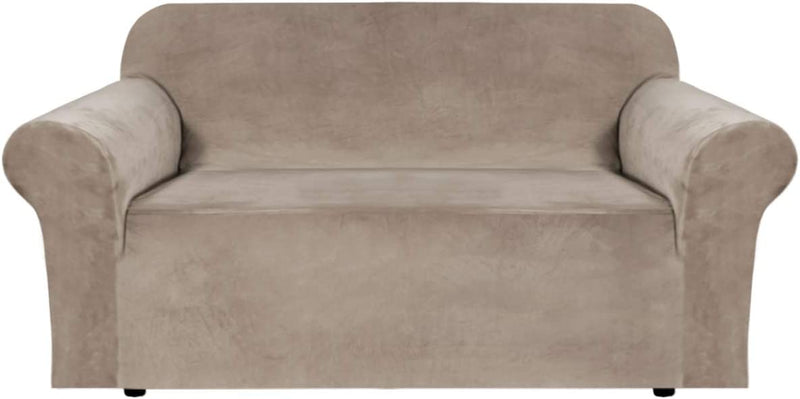H.VERSAILTEX Stretch Velvet Sofa Covers for 3 Cushion Couch Covers Sofa Slipcovers Furniture Protector Soft with Non Slip Elastic Bottom, Crafted from Thick Comfy Rich Velour (Sofa 70"-96", Ivory) Home & Garden > Decor > Chair & Sofa Cushions H.VERSAILTEX Taupe Loveseat 