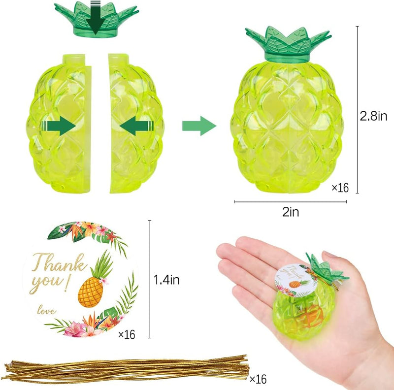 Fozi Cozi,16Pcs Pineapple Tropical Party Decorations Aabb-Luau Party Supplies,Summer Party Favor Candy Snacks Boxes,Yellow  foci cozi   