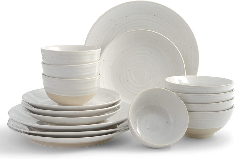 Sango Siterra Artist'S Blend 16-Piece Stoneware Dinnerware Set with round Plates and Bowls, Muticolor Home & Garden > Kitchen & Dining > Tableware > Dinnerware PTS America White Casual 