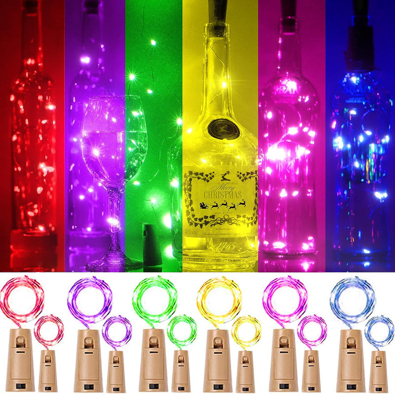 12 Packs 20 LED Wine Bottle Lights with Cork - Silver Wire Fairy String Lights Battery Operated Cork Lights for Wine Liquor Bottle,Bedroom,Christmas,Birthday,Wedding Party Decor(Purple)  SmilingTown 6 Colors  