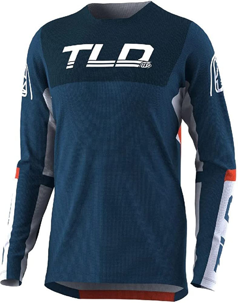 Troy Lee Designs Cycling MTB Bicycle Mountain Bike Jersey Shirt for Men, Sprint Jersey Drop in SRAM Sporting Goods > Outdoor Recreation > Cycling > Cycling Apparel & Accessories Troy Lee Designs Fractura Slate Blue/ Blue Orange Medium 