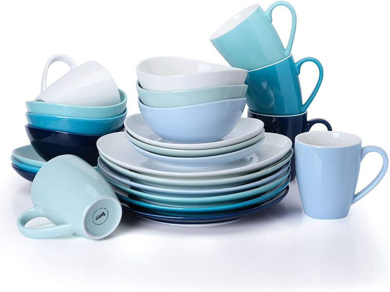 Sweese 199.003 Porcelain Dinnerware Set, 24-Piece, Service for 6, Cool Assorted Colors Home & Garden > Kitchen & Dining > Tableware > Dinnerware Sweese   