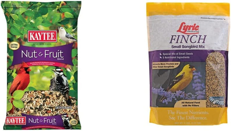 Kaytee Wild Bird Food Nut & Fruit Seed Blend for Cardinals, Chickadees, Nuthatches, Woodpeckers and Other Colorful Songbirds, 5 Pounds & Audubon Park 12231 Cardinal Blend Wild Bird Food, 4-Pounds