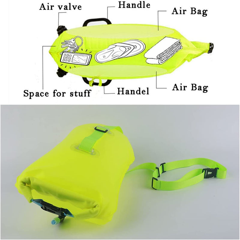 Swimming Training Equipment Swimming Buoy Tow Float Dry Bag Double Air Bag with Waist Belt for Swimming Water Sport Safety Bag for Children and Adults Sporting Goods > Outdoor Recreation > Boating & Water Sports > Swimming GuangPingXianChuXingWuJinBaiHuoJingYingB   