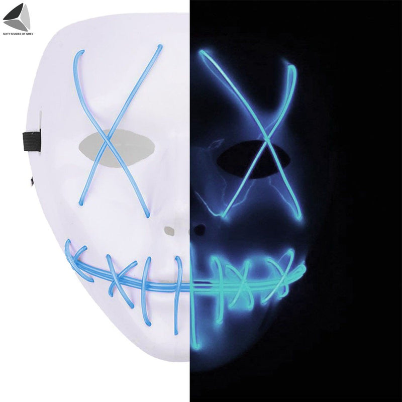 Sixtyshades Halloween LED Scary Mask Light up the Purge Masks for Party Festival Costume (Blue) Apparel & Accessories > Costumes & Accessories > Masks Sixtyshades of Grey Ice Blue  