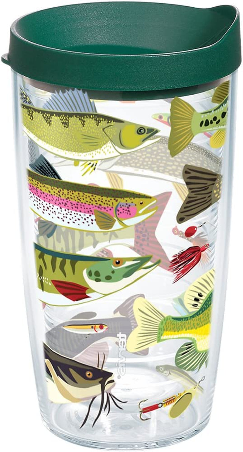 Tervis Freshwater Fish and Lures Tumbler with Wrap and Hunter Green Lid 16Oz, Clear Home & Garden > Kitchen & Dining > Tableware > Drinkware Tervis Tumbler Company Clear 1 Count (Pack of 1) 