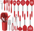 Homikit 17 Pieces Silicone Kitchen Utensils with Holder, Blue Cooking Utensils Sets Stainless Steel Handle, Nonstick Kitchen Tools Include Spatula Spoons Turner Pizza Cutter, Heat Resistant Home & Garden > Kitchen & Dining > Kitchen Tools & Utensils Homikit Red  