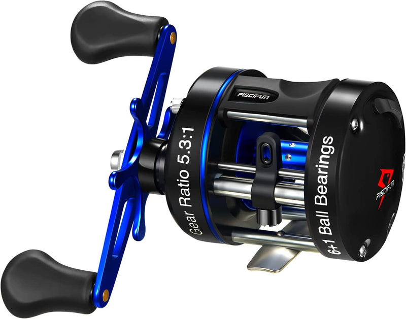 Piscifun Chaos XS round Baitcaster Reel, Reinforced Metal Body Baitcasting Fishing Reel, Smooth Powerful Saltwater Inshore Surf Trolling Reel, Conventional Reel for Catfish, Musky, Bass, Pike Sporting Goods > Outdoor Recreation > Fishing > Fishing Reels Piscifun 40 Right Handed  