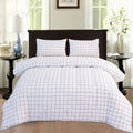 PERFEMET White Grid Queen Comforter Set Geometric Checkered Plaid Bedding Sets Farmhouse Rustic Bed Quilt Set for Teens Boys Girls (Black and White, Queen Size) Home & Garden > Linens & Bedding > Bedding PERFEMET White King 