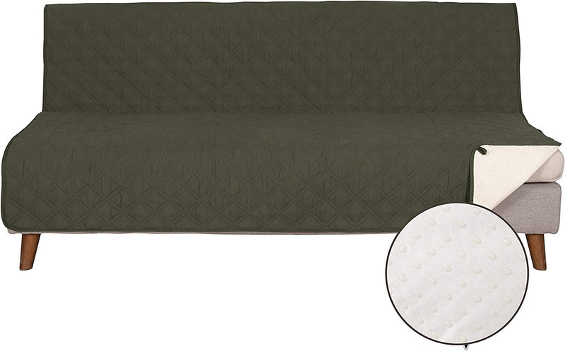 TOMORO Non Slip Chair Sofa Slipcover - 100% Waterproof Quilted Sofa Cover Furniture Protector with 5 Storage Pockets, Couch Cover for Kids, Dogs, Pets, Fits Seat Width up to 23 Inch Home & Garden > Decor > Chair & Sofa Cushions TOMORO Green 70"-Futon 