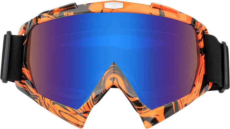 Motorcycle Goggles ATV Dirt Bike anti Scratch Motocross UV400 Protect Bendable Eyewear off Road Dust Proof anti Fog Riding Goggles with Adjustable Strap &Color Lens (Maple Grey) Sporting Goods > Outdoor Recreation > Cycling > Cycling Apparel & Accessories GGBuy Orange Black-colorful Lens  