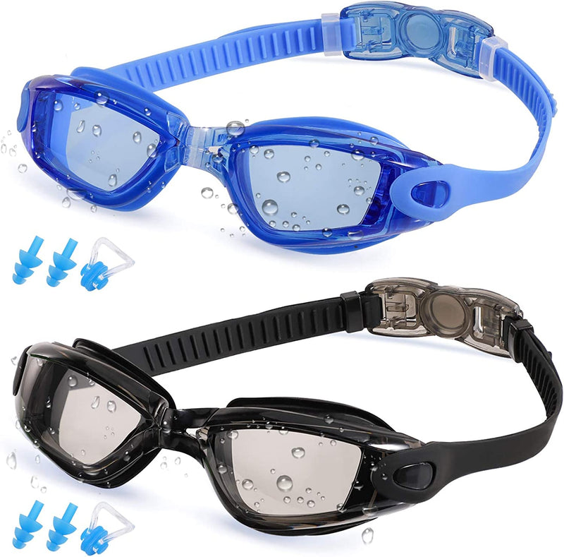 RGIOMA Swim Goggles, Pack of 2 Swimming Goggles No Leaking anti Fog UV Protection for Adult Men Women Youth Teens Sporting Goods > Outdoor Recreation > Boating & Water Sports > Swimming > Swim Goggles & Masks RGIOMA 09.blue & Black(clear Lens)  