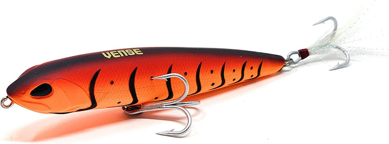 Vense Tumbao 130 Surface Evolution Stick Topwater Fishing Lure for Satlwater and Freshwater. Mustad Treble Hook 3X Sporting Goods > Outdoor Recreation > Fishing > Fishing Tackle > Fishing Baits & Lures Vense MATTE ORANGE CROW 006  